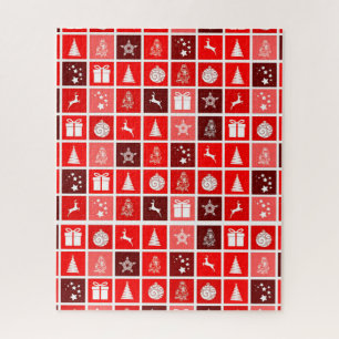 Puzzle Patrón de cuadrícula navideña roja moderna minimal