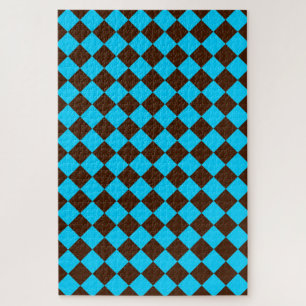 Puzzle Patrón de cuadros de diamante azul marrón