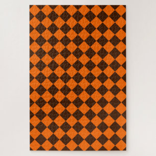 Puzzle Patrón de cuadros de diamante naranja marrón