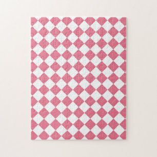 Puzzle Patrón de cuadros de diamante rosa blanco