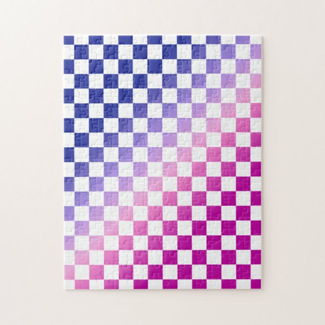Puzzle Patrón de cuadros degradado rosa y azul (Vertical)