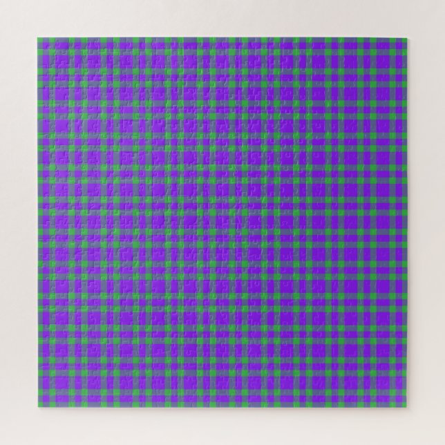 Puzzle Patrón de Cuadros Escoceses Morado Verde (Vertical)