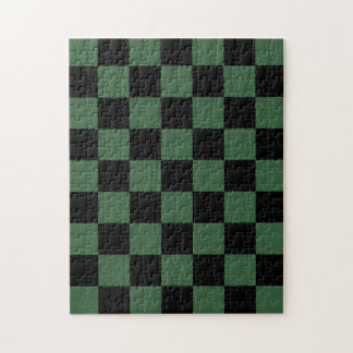 Puzzle Patrón de cuadros negro y verde cazador