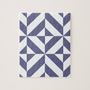 Puzzle Patrón de cubo de deco geométrico azul de medianoc