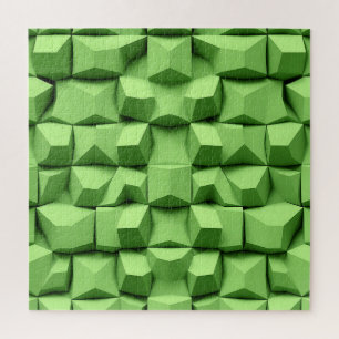 Puzzle Patrón de cubo geométrico 3D en verde salvia