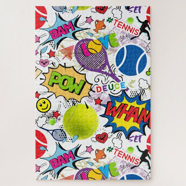 Puzzle 😍 🤩 Patrón de 🎾 de tenis ecléctico (Vertical)