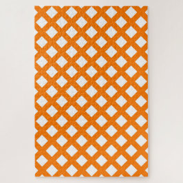 Puzzle Patrón de diamante de cuadros naranja blanco