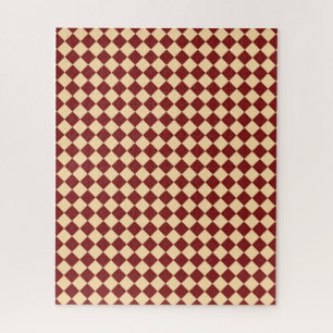 Puzzle Patrón de diamante de cuadros rojos y amarillos