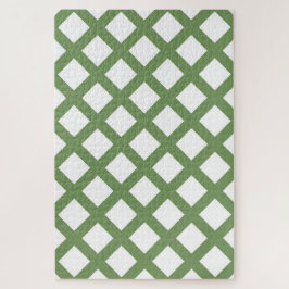 Puzzle Patrón de diamante de cuadros verdes y blancos