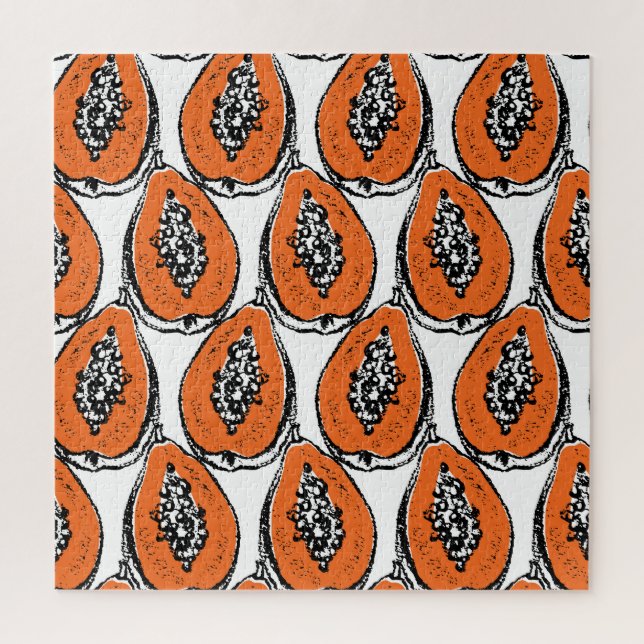 Puzzle Patrón de dibujo de papaya vintage. (Vertical)