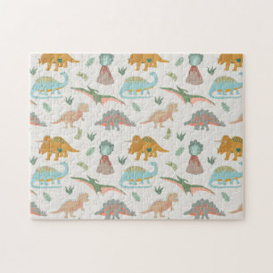 Puzzle Patrón de dinosaurios boho dibujados a mano para n