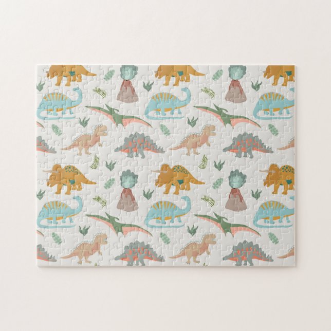 Puzzle Patrón de dinosaurios boho dibujados a mano para n (Horizontal)