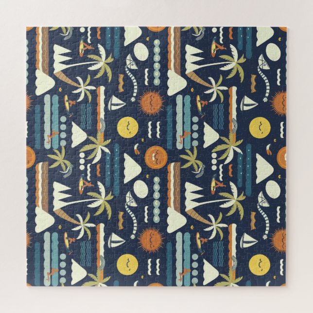 Puzzle Patrón de diversión de playa tropical (Horizontal)