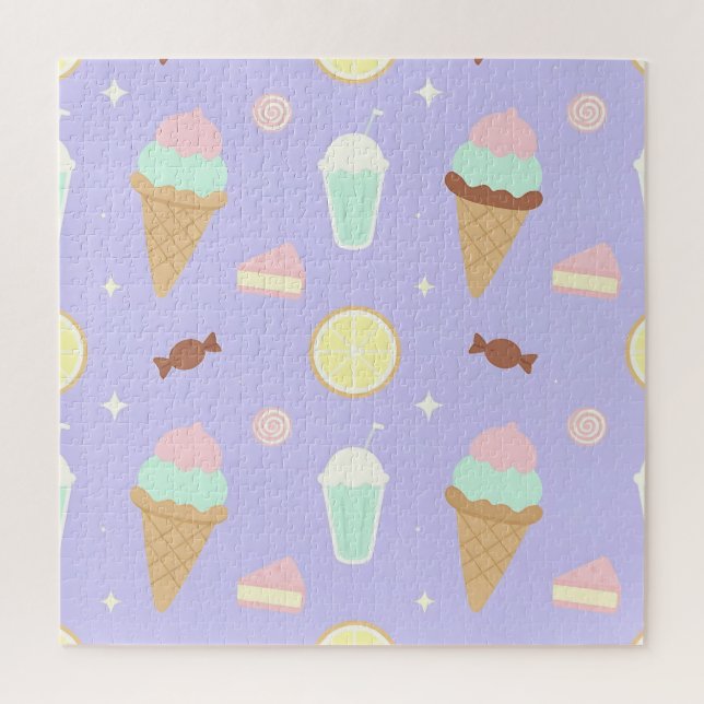 Puzzle Patrón de dulces de helado Kawaii (Vertical)