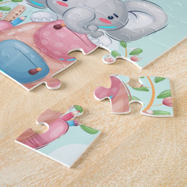 Puzzle Patrón de elefante de vuelta al cole (Lado)