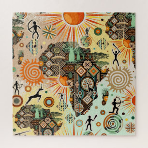 Puzzle Patrón de elementos tribales decorativos del mapa 