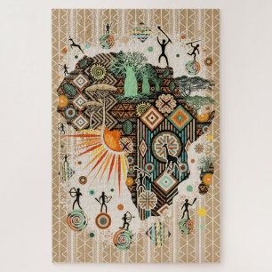 Puzzle Patrón de elementos tribales decorativos del mapa 