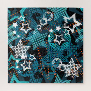 Puzzle Patrón de estrella de Grunge, diseño infantil jugu