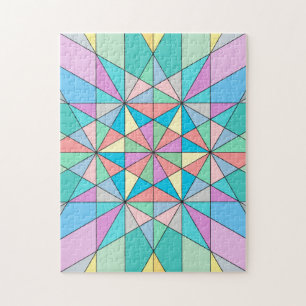 Puzzle Patrón de estrella de triángulo de mosaico pastel 