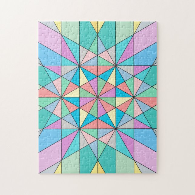Puzzle Patrón de estrella de triángulo de mosaico pastel  (Vertical)