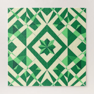 Puzzle Patrón de estrella geométrica verde esmeralda