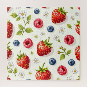 Puzzle Patrón de Flor de Cerezo Frutas Frescas de Verano