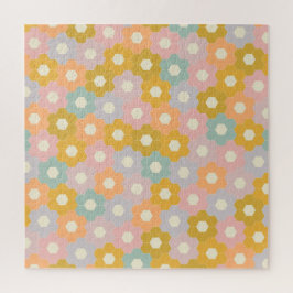 Puzzle Patrón de flor de hexágono moderno vintage en Past