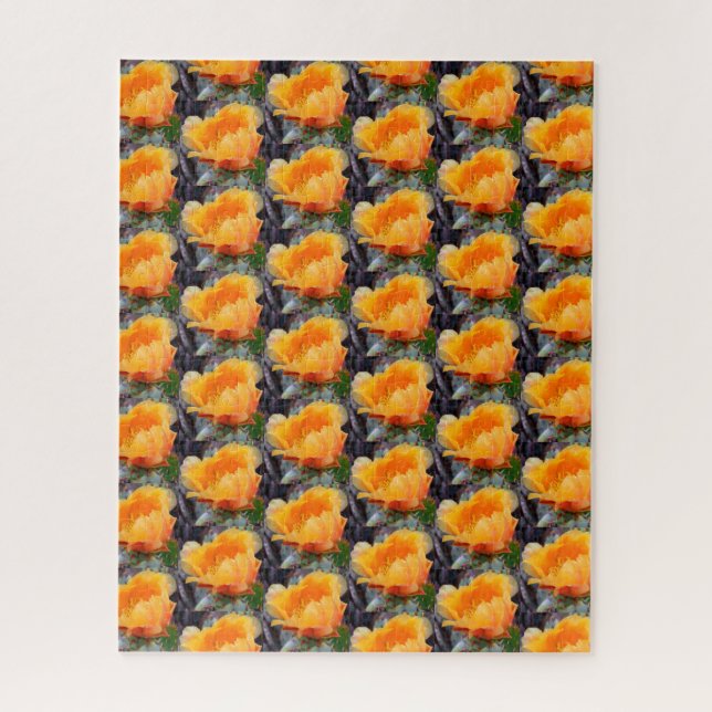 Puzzle Patrón de flor de los cactus del naranja Pricky Pe (Vertical)