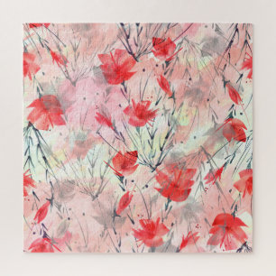 Puzzle Patrón de flores de hierbas de plantas acuáticas
