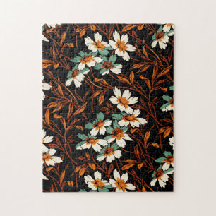 Puzzle Patrón de flores góticas Flor estética transparent