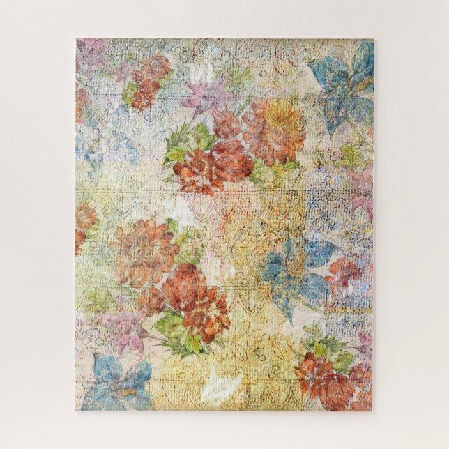 Puzzle Patrón de flores vintage desgastado (Vertical)
