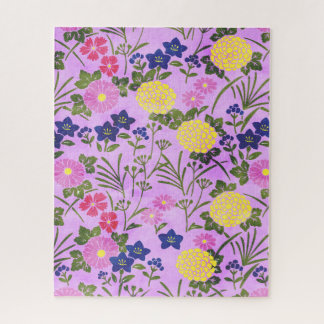 Puzzle Patrón de flores vintage morado bonito
