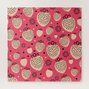 Puzzle Patrón de fresa rosa: diseño dulce sin soldadura