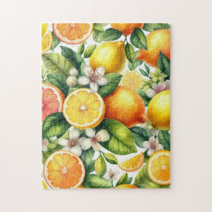 Puzzle Patrón de frutas cítricas acuarela