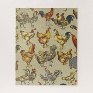 Puzzle Patrón de gallo vintage: Arte de granja