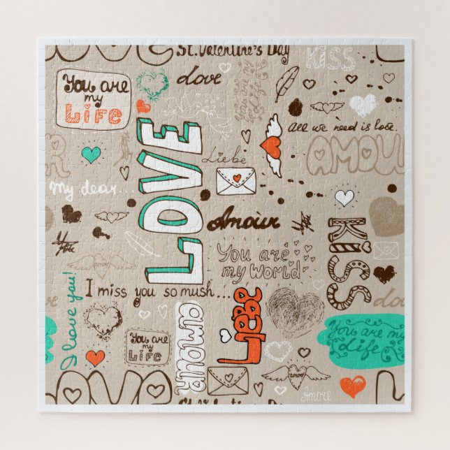 Puzzle Patrón de garabatos de citas de amor (Vertical)