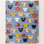 Puzzle Patrón de gato de corte<br><div class="desc">Un lindo patrón de pequeños gatos gatitos en un fondo azul. Arte original de Nic Squirrell. Ideal para los amantes de los animales.</div>