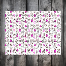 Puzzle Patrón de gato gatito difícil | Rosa brillante