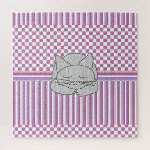 Puzzle Patrón de gato gris durmiente