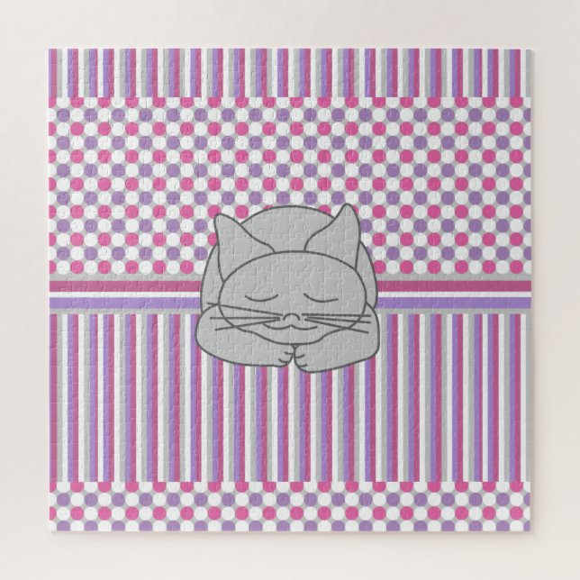 Puzzle Patrón de gato gris durmiente (Vertical)