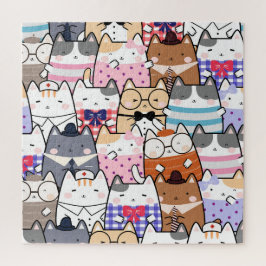Puzzle Patrón de gato kawaii lindo y colorido