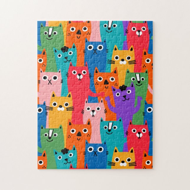 Puzzle Patrón de gatos coloridos (Vertical)