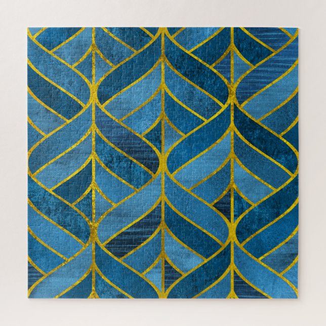 Puzzle Patrón de grifo azul dorado (Vertical)