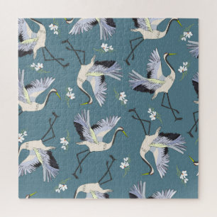Puzzle Patrón de grúa, pájaro volador de Ilustracion.