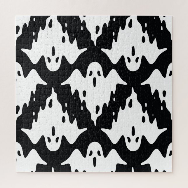 Puzzle Patrón de Halloween Ghost Spooky Seamless (Vertical)