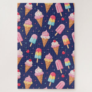 Puzzle Patrón de helado, paletas y cerezas