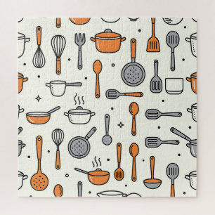 Puzzle Patrón de herramientas de cocina lindas
