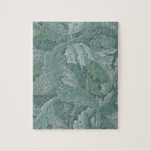 Puzzle Patrón de hoja de acanto azul turquesa de William