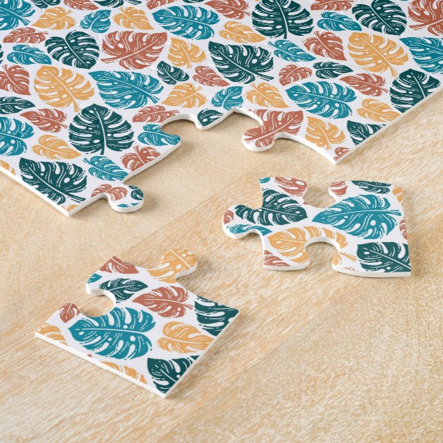 Puzzle Patrón de hoja de monastera tropical - naturaleza  (Lado)