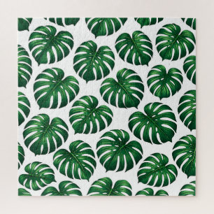 Puzzle Patrón de hoja de Monstera tropical
